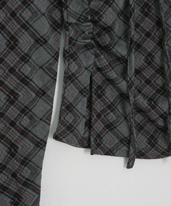 【タイ】シャーリングチェック長袖Tシャツ