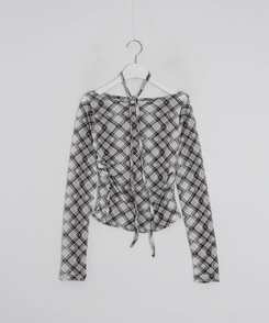 【タイ】シャーリングチェック長袖Tシャツ