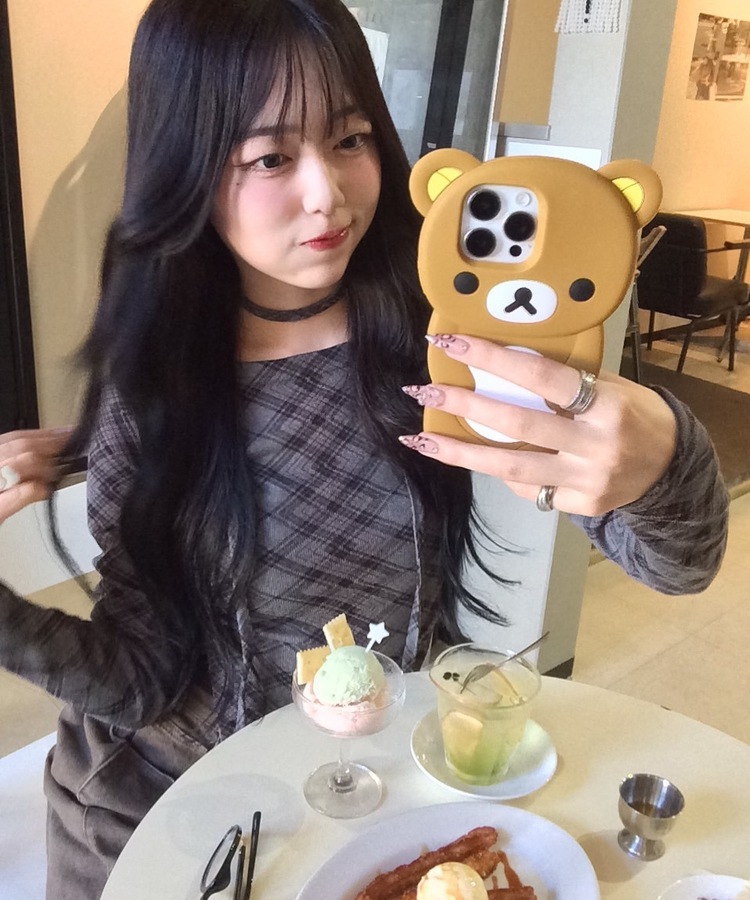 【タイ】シャーリングチェック長袖Tシャツ CHARCOAL