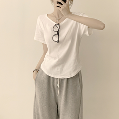 ハイラウンドベーシック半袖Tシャツ(6color) IVORY