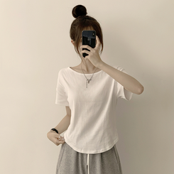 ハイラウンドベーシック半袖Tシャツ(6color) IVORY