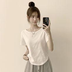 ハイラウンドベーシック半袖Tシャツ(6color) IVORY