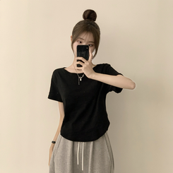 ハイラウンドベーシック半袖Tシャツ(6color) BLACK