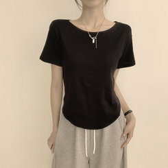 ハイラウンドベーシック半袖Tシャツ(6color) BLACK