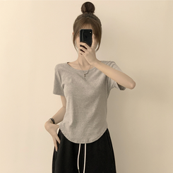 ハイラウンドベーシック半袖Tシャツ(6color) GREY