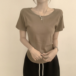 ハイラウンドベーシック半袖Tシャツ(6color) KHAKI