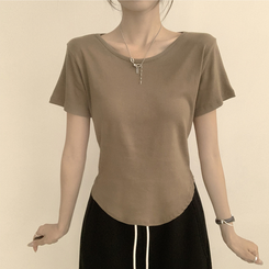 ハイラウンドベーシック半袖Tシャツ(6color) KHAKI