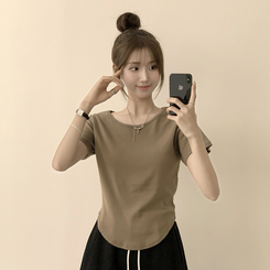 ハイラウンドベーシック半袖Tシャツ(6color) KHAKI