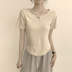 ハイラウンドベーシック半袖Tシャツ(6color) BEIGE