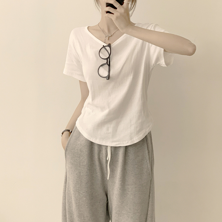 ハイラウンドベーシック半袖Tシャツ(6color) IVORY