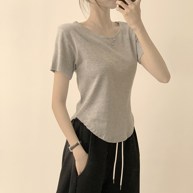 ハイラウンドベーシック半袖Tシャツ(6color) GREY