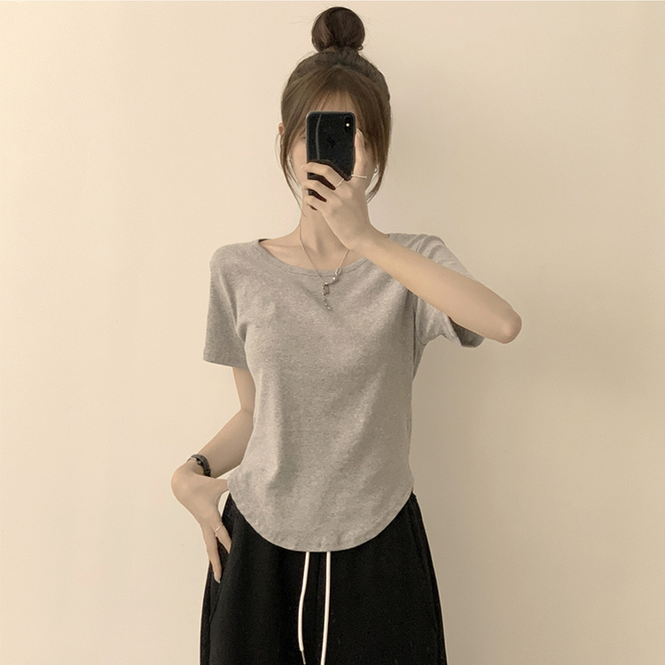 ハイラウンドベーシック半袖Tシャツ(6color) GREY