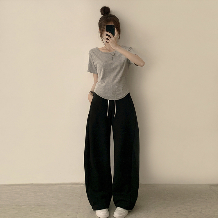 ハイラウンドベーシック半袖Tシャツ(6color) GREY