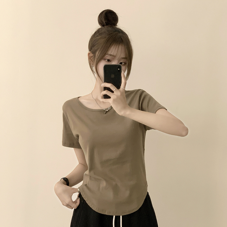 ハイラウンドベーシック半袖Tシャツ(6color) KHAKI