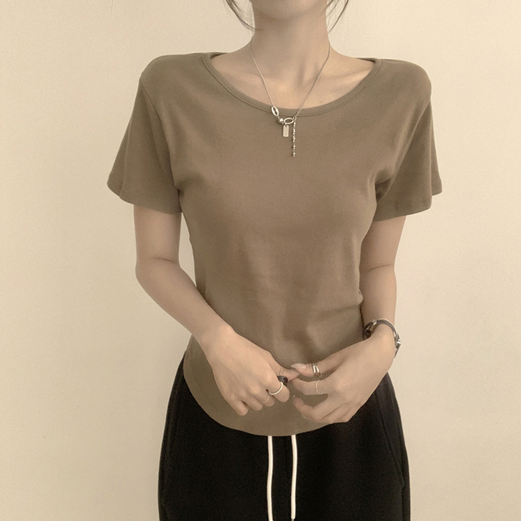 ハイラウンドベーシック半袖Tシャツ(6color) KHAKI