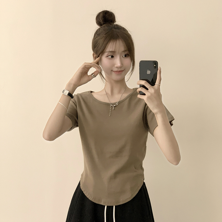 ハイラウンドベーシック半袖Tシャツ(6color) KHAKI