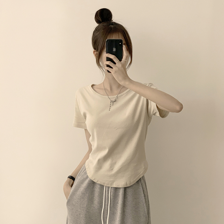 ハイラウンドベーシック半袖Tシャツ(6color) BEIGE