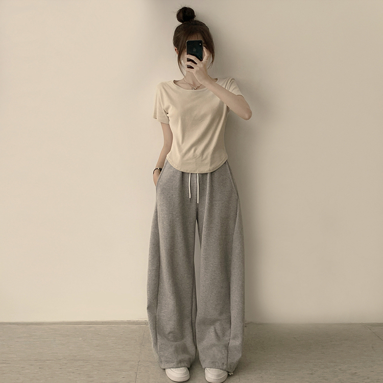 ハイラウンドベーシック半袖Tシャツ(6color) BEIGE