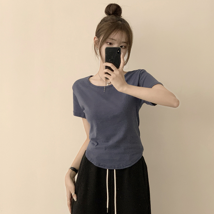 ハイラウンドベーシック半袖Tシャツ(6color) NAVY