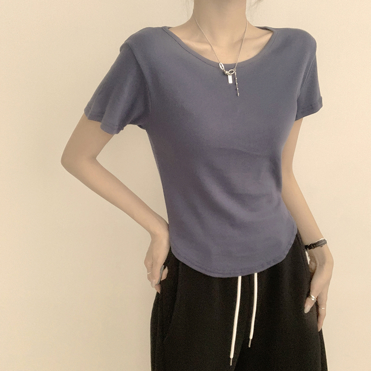 ハイラウンドベーシック半袖Tシャツ(6color) NAVY