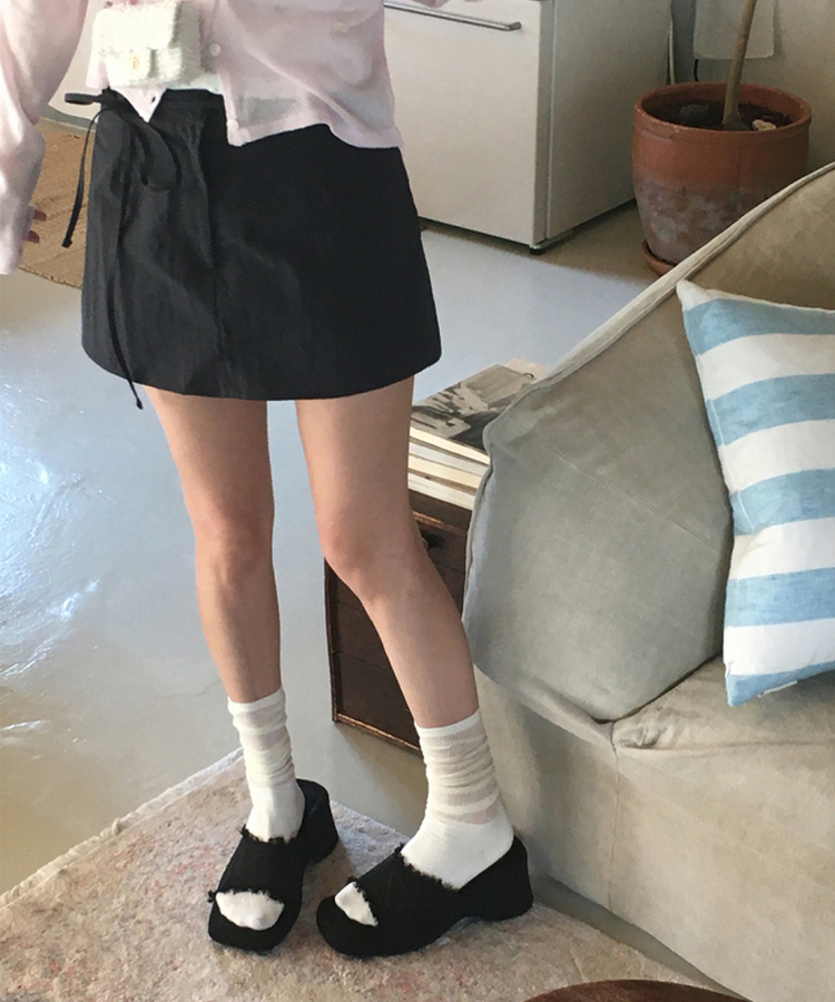 ハートブラック厚底ミュール BLACK