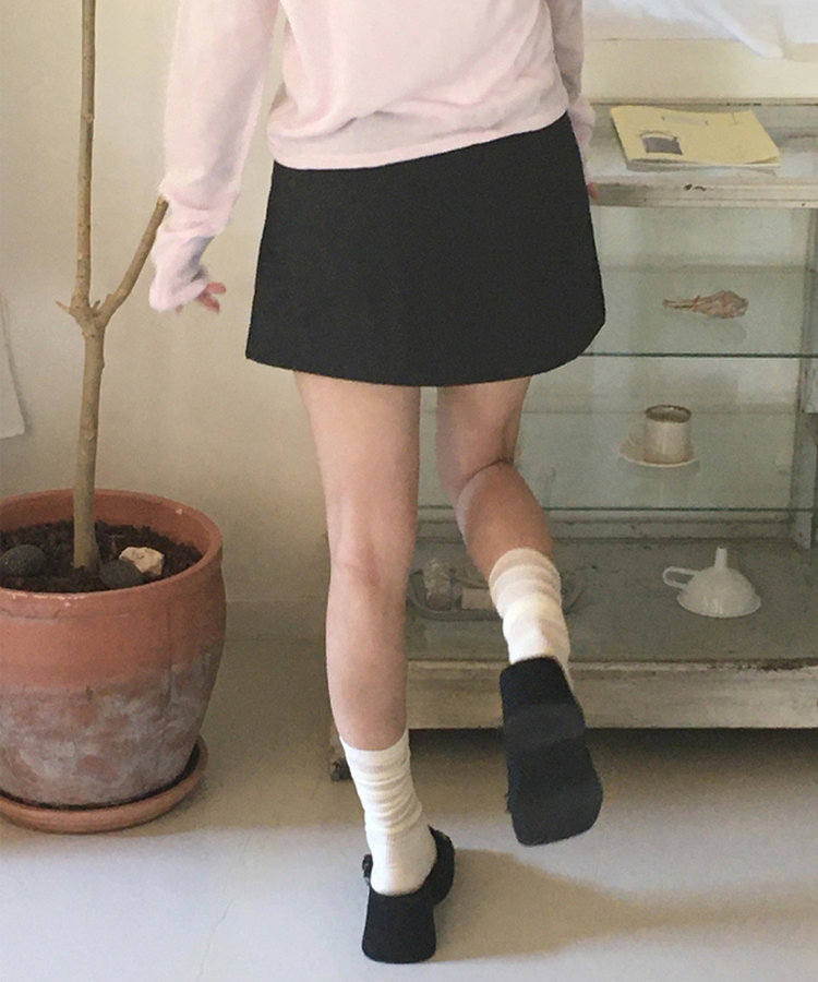 ハートブラック厚底ミュール BLACK