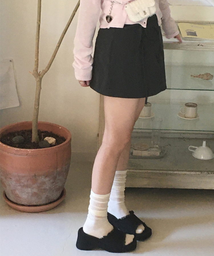 ハートブラック厚底ミュール BLACK