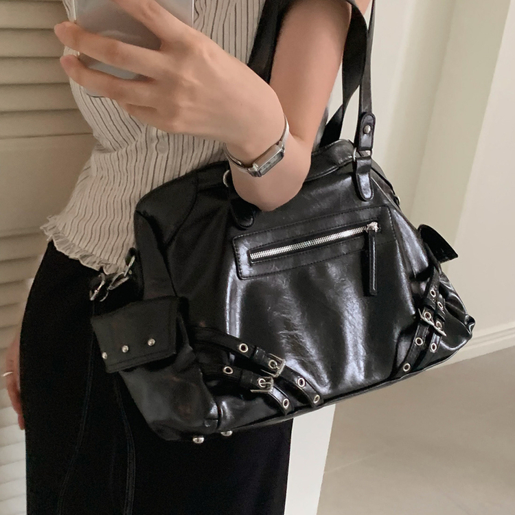 マルチポケットクロスショルダーバッグ BLACK