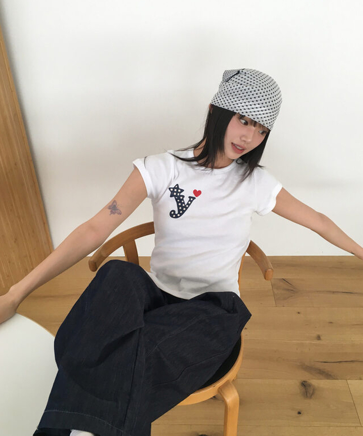 ドットプリンティング半袖Tシャツ IVORY
