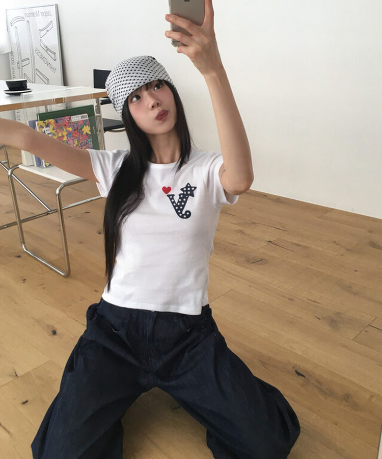 ドットプリンティング半袖Tシャツ IVORY