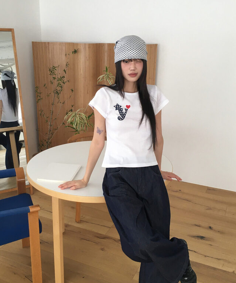 ドットプリンティング半袖Tシャツ IVORY