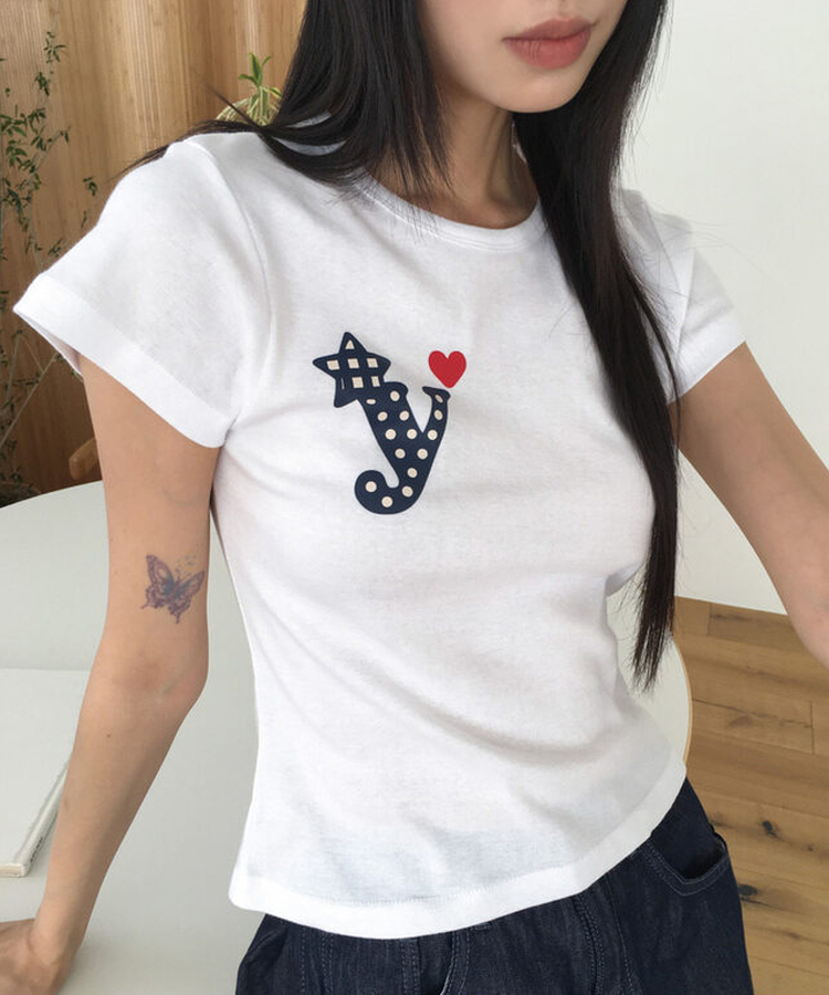 ドットプリンティング半袖Tシャツ IVORY