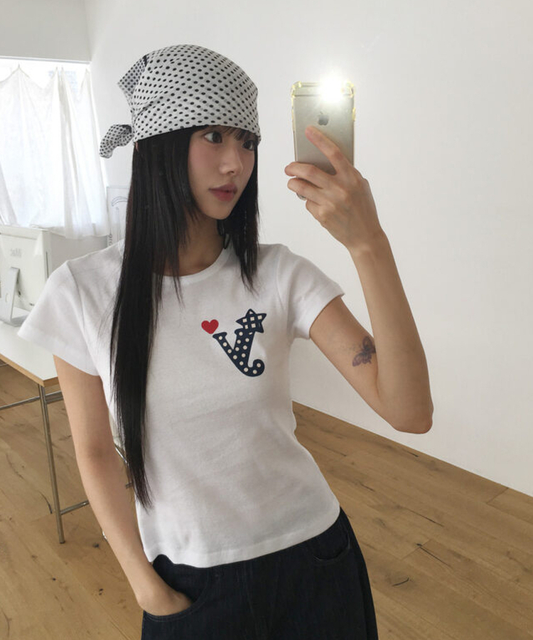 ドットプリンティング半袖Tシャツ IVORY