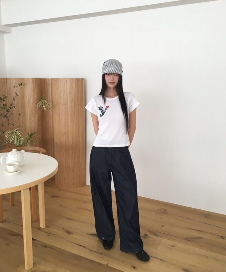 ドットプリンティング半袖Tシャツ IVORY