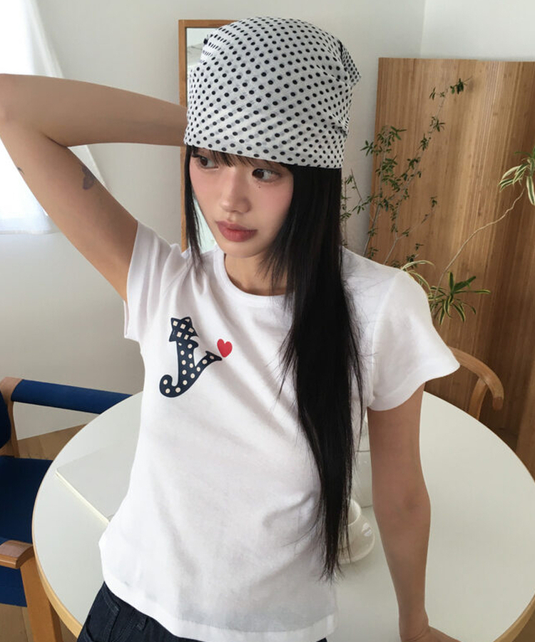 ドットプリンティング半袖Tシャツ IVORY