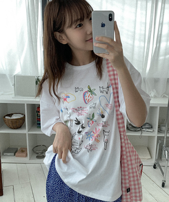 コットンプリンティング半袖Tシャツ WHITE