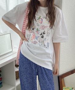 コットンプリンティング半袖Tシャツ WHITE