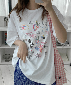 コットンプリンティング半袖Tシャツ WHITE