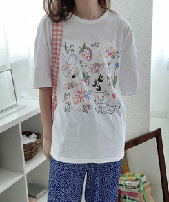 コットンプリンティング半袖Tシャツ WHITE