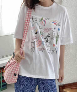 コットンプリンティング半袖Tシャツ WHITE