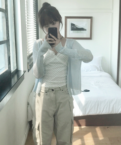 レースドットスリムキャミソール IVORY