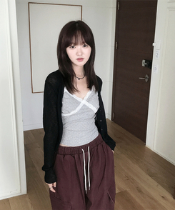 レースドットスリムキャミソール GREY