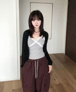 レースドットスリムキャミソール GREY