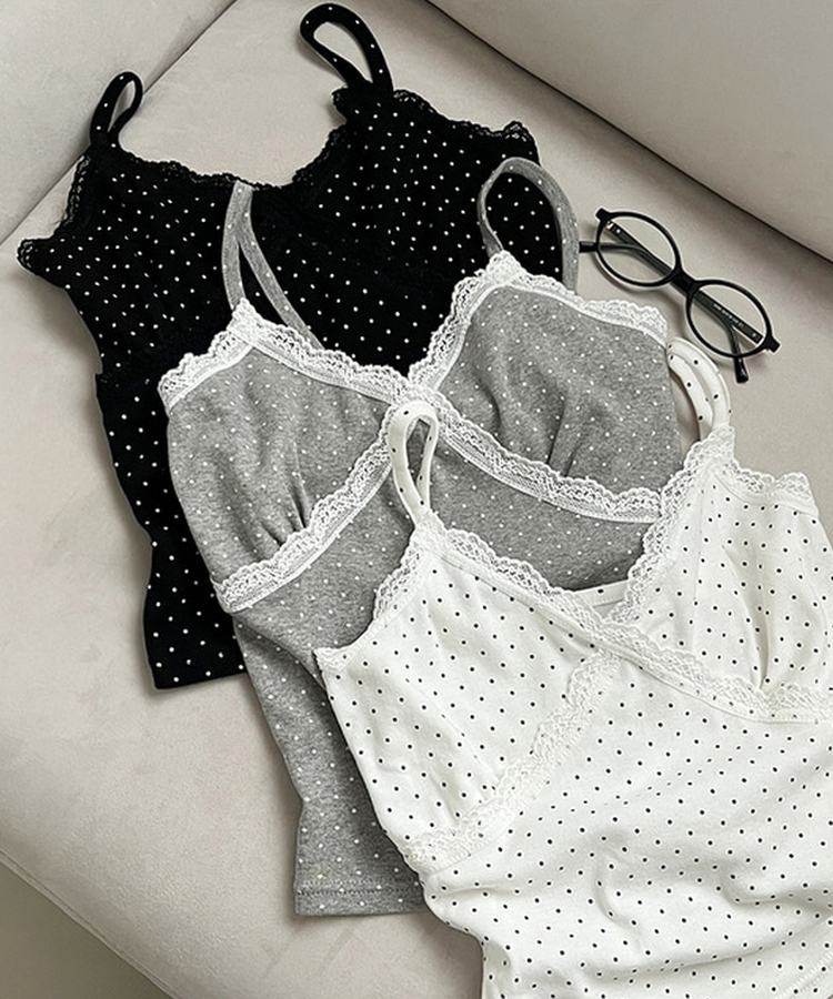 レースドットスリムキャミソール