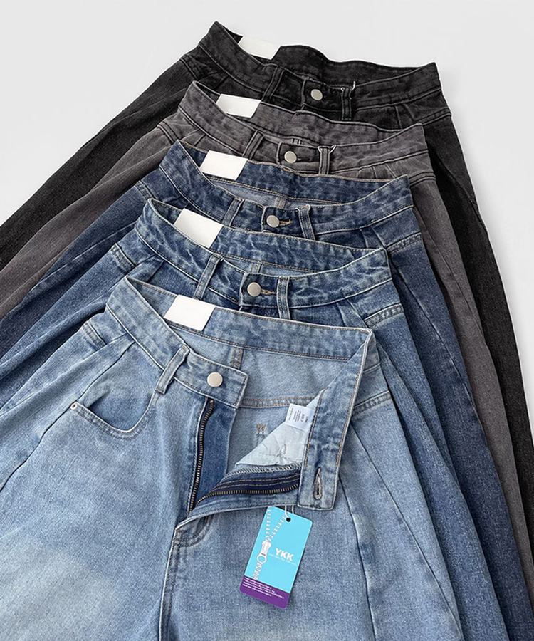 2XL절개 라인 빈티지 벌룬 와이드 데님팬츠