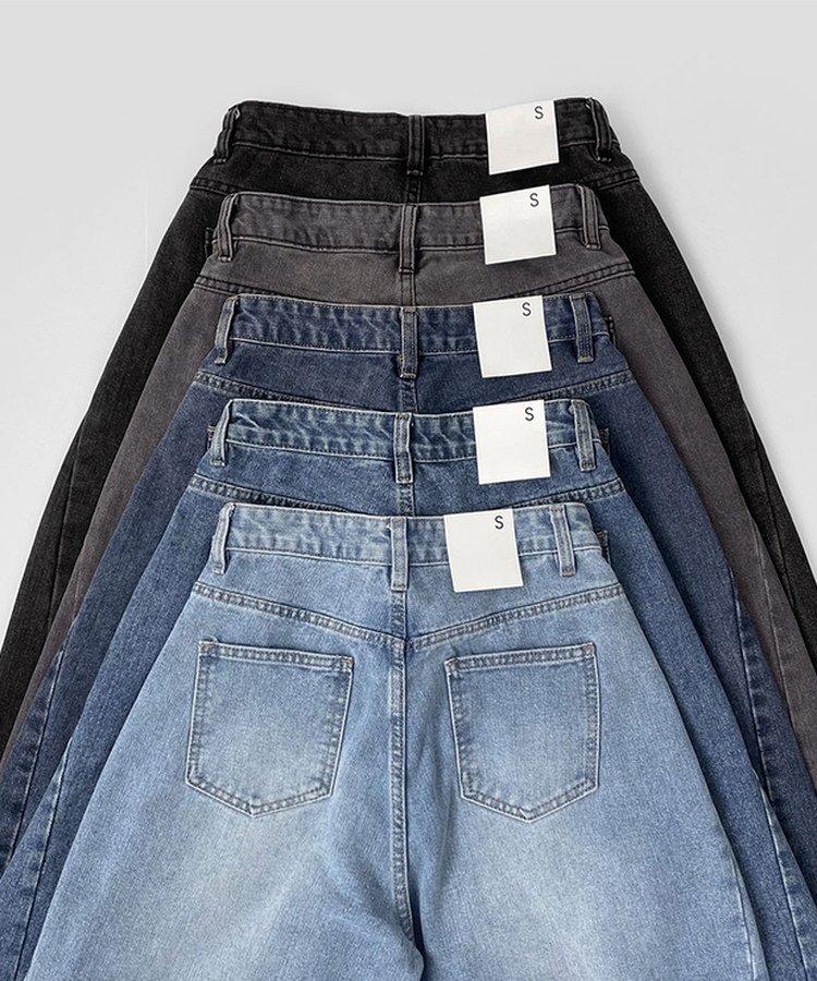 2XL절개 라인 빈티지 벌룬 와이드 데님팬츠