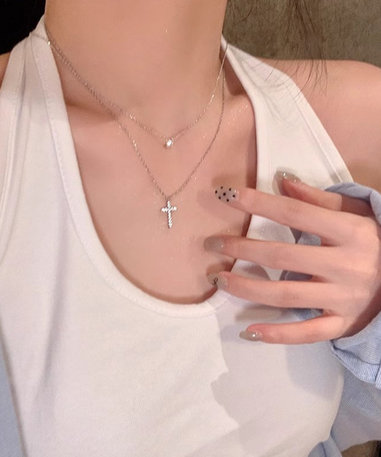 ダイヤクロス十字架ネックレス SILVER