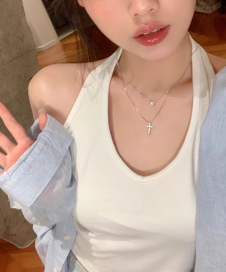 ダイヤクロス十字架ネックレス SILVER