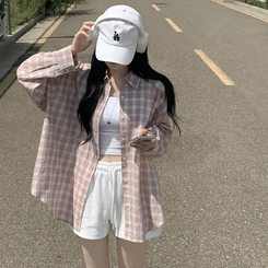 オーバーパステルチェックシャツ PINK