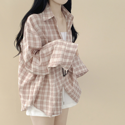 オーバーパステルチェックシャツ PINK